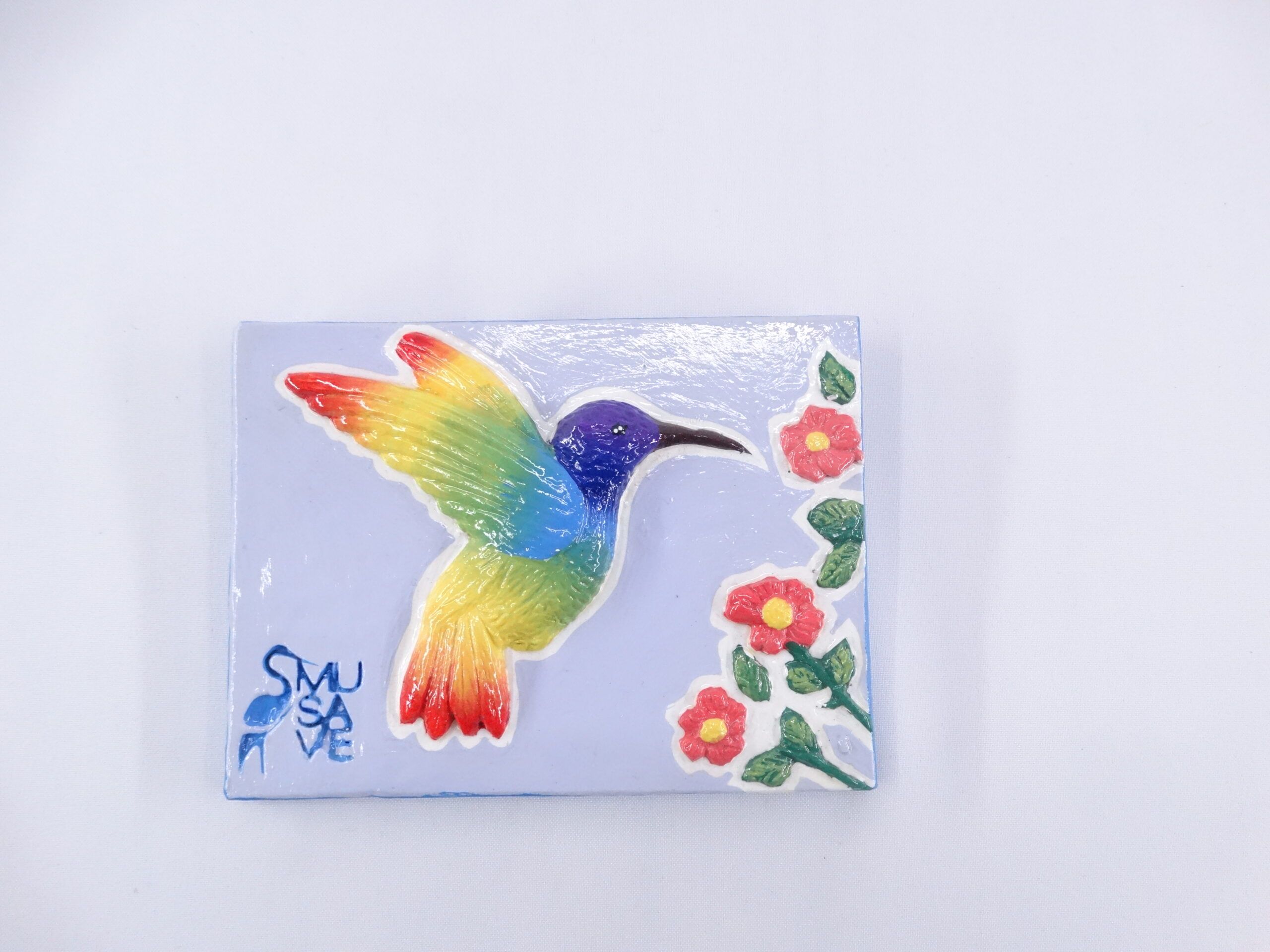 Cuadro yeso pintado colibri